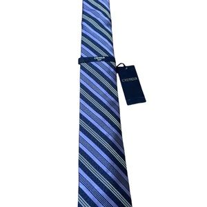 New Italian Cremieux tie, slim fit, purple, blue, sliver stripes.